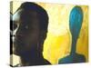 Portrait of Nigerian Artist Erhabor Emokpae Standing Next to One of His Colorful Paintings-Carlo Bavagnoli-Stretched Canvas