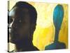 Portrait of Nigerian Artist Erhabor Emokpae Standing Next to One of His Colorful Paintings-Carlo Bavagnoli-Stretched Canvas