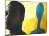 Portrait of Nigerian Artist Erhabor Emokpae Standing Next to One of His Colorful Paintings-Carlo Bavagnoli-Mounted Premium Photographic Print