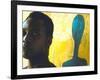 Portrait of Nigerian Artist Erhabor Emokpae Standing Next to One of His Colorful Paintings-Carlo Bavagnoli-Framed Premium Photographic Print