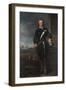 Portrait of Oliver Cromwell (1599-1658) in Armour, a Seascape and Battle Beyond, Late 1650S-null-Framed Giclee Print