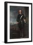 Portrait of Oliver Cromwell (1599-1658) in Armour, a Seascape and Battle Beyond, Late 1650S-null-Framed Giclee Print