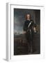 Portrait of Oliver Cromwell (1599-1658) in Armour, a Seascape and Battle Beyond, Late 1650S-null-Framed Giclee Print