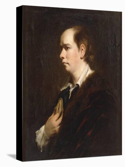 Portrait of Oliver Goldsmith (1728-1774), half-length, in a Black Jacket-Sir Joshua Reynolds-Stretched Canvas