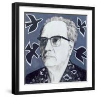 Portrait of Olivier Messiaen, Illustration for 'The Sunday Times', 1970s-Barry Fantoni-Framed Giclee Print