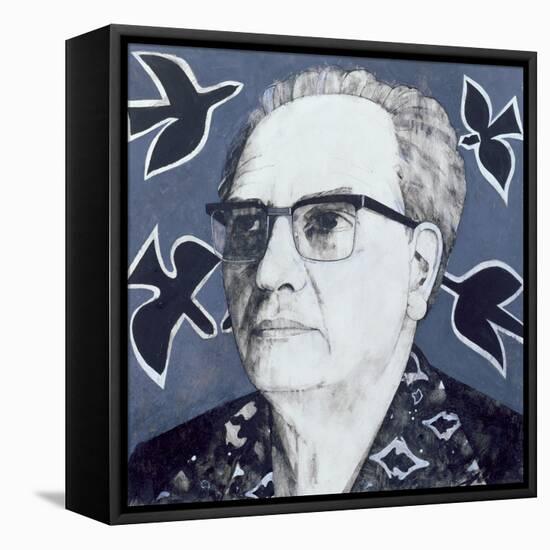 Portrait of Olivier Messiaen, Illustration for 'The Sunday Times', 1970s-Barry Fantoni-Framed Stretched Canvas