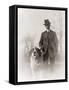 Portrait of Orville Wright and His Dog Scipio, 1917-null-Framed Stretched Canvas