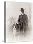 Portrait of Orville Wright and His Dog Scipio, 1917-null-Stretched Canvas