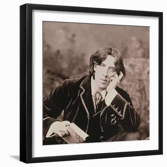 Portrait of Oscar Wilde (1854-1900), 1882 (B/W Photo) (Detail of 87436)-Napoleon Sarony-Framed Giclee Print