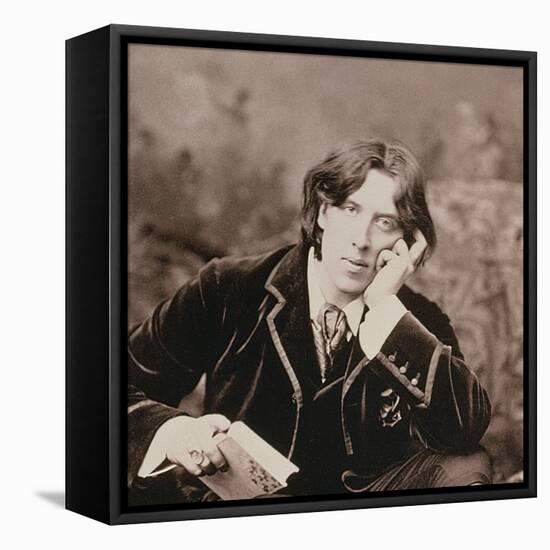Portrait of Oscar Wilde (1854-1900), 1882 (B/W Photo) (Detail of 87436)-Napoleon Sarony-Framed Stretched Canvas