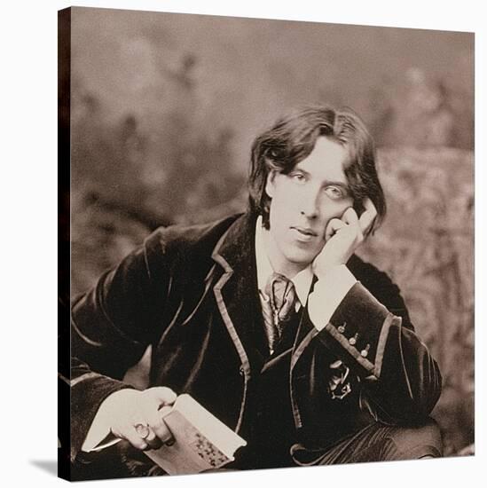 Portrait of Oscar Wilde (1854-1900), 1882 (B/W Photo) (Detail of 87436)-Napoleon Sarony-Stretched Canvas