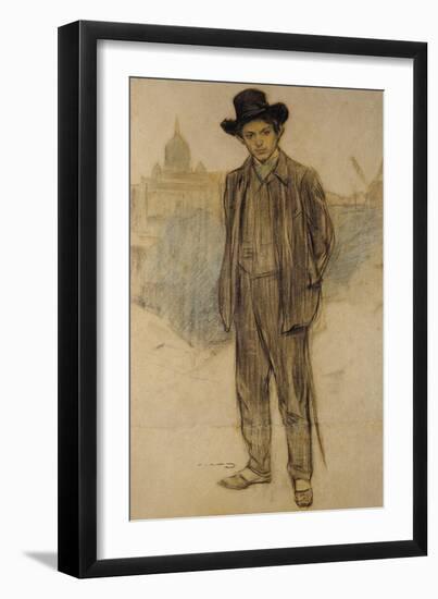 Portrait of Pablo Picasso, c.1900-Ramon Casas-Framed Giclee Print