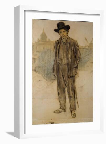 Portrait of Pablo Picasso-Ramon Casas-Framed Giclee Print