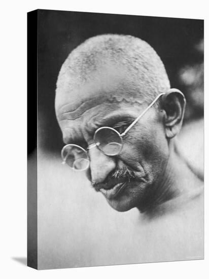 Portrait of Pacifist and Advocate of India's Independence from Great Britain, Mohandas Gandhi-null-Stretched Canvas