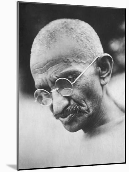 Portrait of Pacifist and Advocate of India's Independence from Great Britain, Mohandas Gandhi-null-Mounted Premium Photographic Print