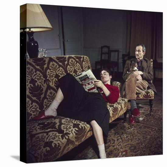 Portrait of Painter Balthus and His Niece Frederique Tison at the Chateau De Chassy-Loomis Dean-Stretched Canvas