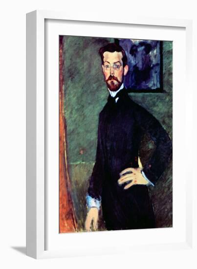 Portrait of Paul Alexander's before a Green Background-Amedeo Modigliani-Framed Art Print