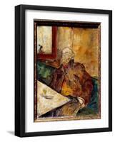 Portrait of Paul Verlaine (1844 - 1896), French Poet, Sitting at the Bar in Front of a Glass of Abs-Felix Edouard Vallotton-Framed Giclee Print