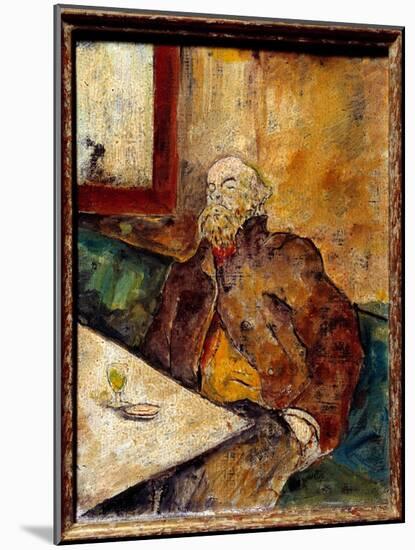 Portrait of Paul Verlaine (1844 - 1896), French Poet, Sitting at the Bar in Front of a Glass of Abs-Felix Edouard Vallotton-Mounted Giclee Print