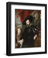 Portrait of Peter Paul Rubens with His Son Albert, Mid of 17th C-Peter Paul Rubens-Framed Giclee Print