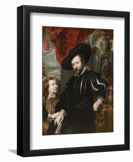 Portrait of Peter Paul Rubens with His Son Albert, Mid of 17th C-Peter Paul Rubens-Framed Giclee Print