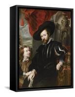 Portrait of Peter Paul Rubens with His Son Albert, Mid of 17th C-Peter Paul Rubens-Framed Stretched Canvas