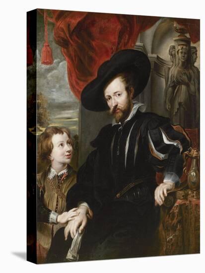 Portrait of Peter Paul Rubens with His Son Albert, Mid of 17th C-Peter Paul Rubens-Stretched Canvas