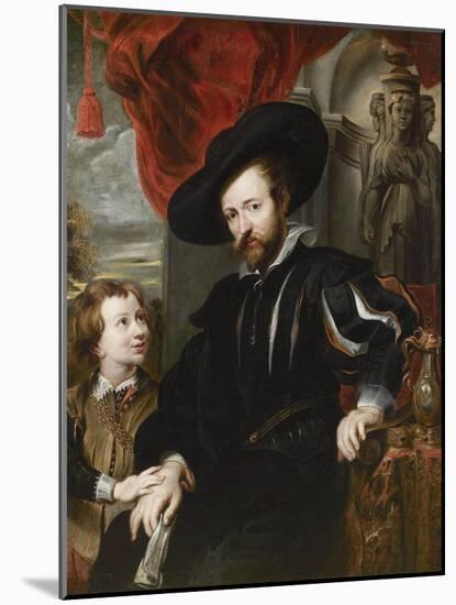 Portrait of Peter Paul Rubens with His Son Albert, Mid of 17th C-Peter Paul Rubens-Mounted Premium Giclee Print