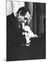 Portrait of Pianist Vladimir Horowitz at Piano with Poodle, Return to New York Concert Stage-Gjon Mili-Mounted Premium Photographic Print