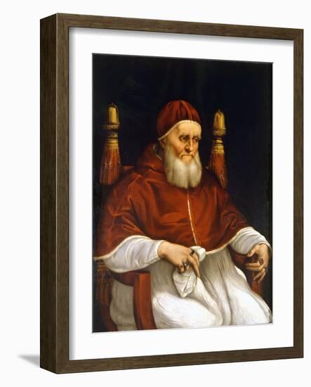 Portrait of Pope Julius II (1503-1513). Painting by Raphael (Raffaello Sanzio). Florence, Uffizi Mu-Raphael (1483-1520)-Framed Giclee Print