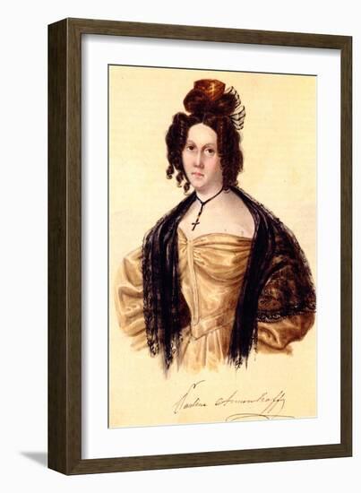 Portrait of Prasovya Annenkova, Wife of Decembrist Iwan Annenkow, 1836-Nikolai Alexandrovich Bestuzhev-Framed Giclee Print