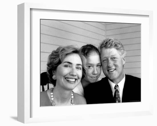 Portrait of President Bill Clinton, Daughter Chelsea and Wife Hillary Rodham Clinton-Alfred Eisenstaedt-Framed Photographic Print