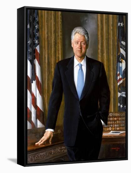 Portrait of President Bill Clinton-null-Framed Stretched Canvas