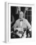 Portrait of President Franklin Roosevelt Alone, Smiling, at Desk in White House-George Skadding-Framed Photographic Print