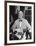 Portrait of President Franklin Roosevelt Alone, Smiling, at Desk in White House-George Skadding-Framed Photographic Print