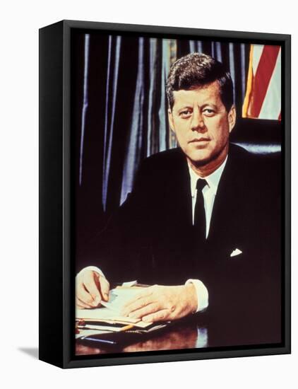 Portrait of President John F. Kennedy, from the TV Show, "JFK Assassination as It Happened"-Alfred Eisenstaedt-Framed Stretched Canvas