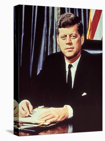 Portrait of President John F. Kennedy, from the TV Show, "JFK Assassination as It Happened"-Alfred Eisenstaedt-Stretched Canvas