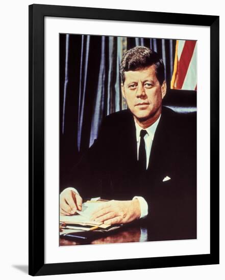 Portrait of President John F. Kennedy, from the TV Show, "JFK Assassination as It Happened"-Alfred Eisenstaedt-Framed Photographic Print