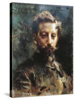Portrait of Primo Levi-Luigi Conconi-Stretched Canvas