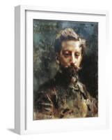 Portrait of Primo Levi-Luigi Conconi-Framed Giclee Print