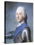 Portrait of Prince Charles Edward Stuart, Bust Length, in Profile to the Left, His Head Turned to…-Maurice Quentin de La Tour-Stretched Canvas