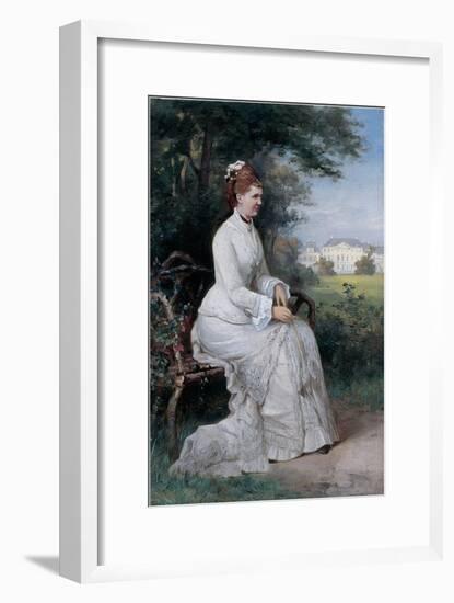 Portrait of Princess Emma Von Waldeck-Pyrmont Seated on a Bench in the Park of the Palace Het Loo-Piet Schipperus-Framed Giclee Print