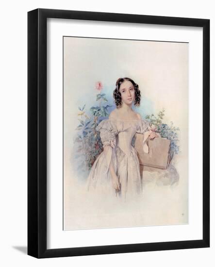 Portrait of Princess Helen Biron Von Curland, Née Meshcherskaya (1818-184), 1830S-Pyotr Fyodorovich Sokolov-Framed Giclee Print