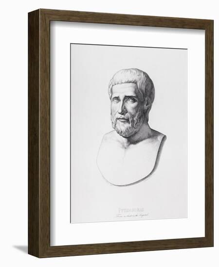 Portrait of Pythagoras (circa 580-500 BC) Engraved by B.Barloccini, 1849-C. C Perkins-Framed Giclee Print