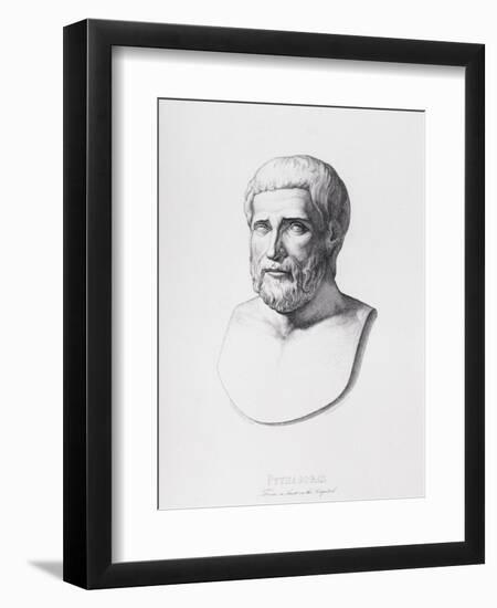 Portrait of Pythagoras (circa 580-500 BC) Engraved by B.Barloccini, 1849-C. C Perkins-Framed Giclee Print