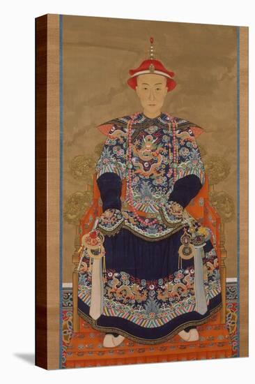 Portrait of Qianlong Emperor As a Young Man, Hanging Scroll-Chinese School-Stretched Canvas