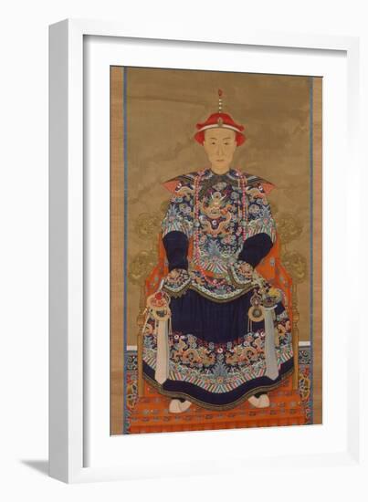 Portrait of Qianlong Emperor As a Young Man, Hanging Scroll-Chinese School-Framed Giclee Print