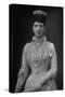 Portrait of Queen Alexandra of England, Wearing Crown, Diamond and Pearl Necklaces, White Gown-W. And D. Downey-Stretched Canvas