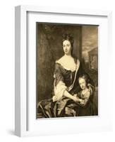 Portrait of Queen Anne and Her Son William, Duke of Gloucester-Michael Dahl-Framed Giclee Print