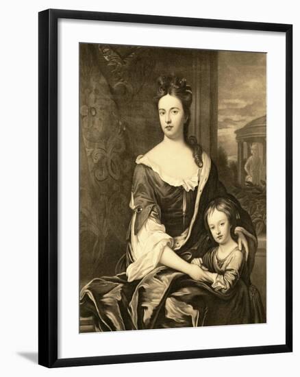 Portrait of Queen Anne and Her Son William, Duke of Gloucester-Michael Dahl-Framed Giclee Print